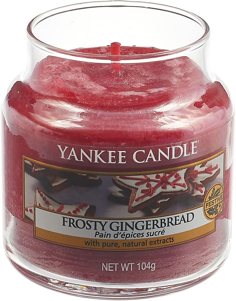 фото Свеча ароматизированная Yankee Candle "Имбирный пряник с глазурью / Frosty Gingerbread" маленькая в стеклянной банке, 1595557E, 104 г