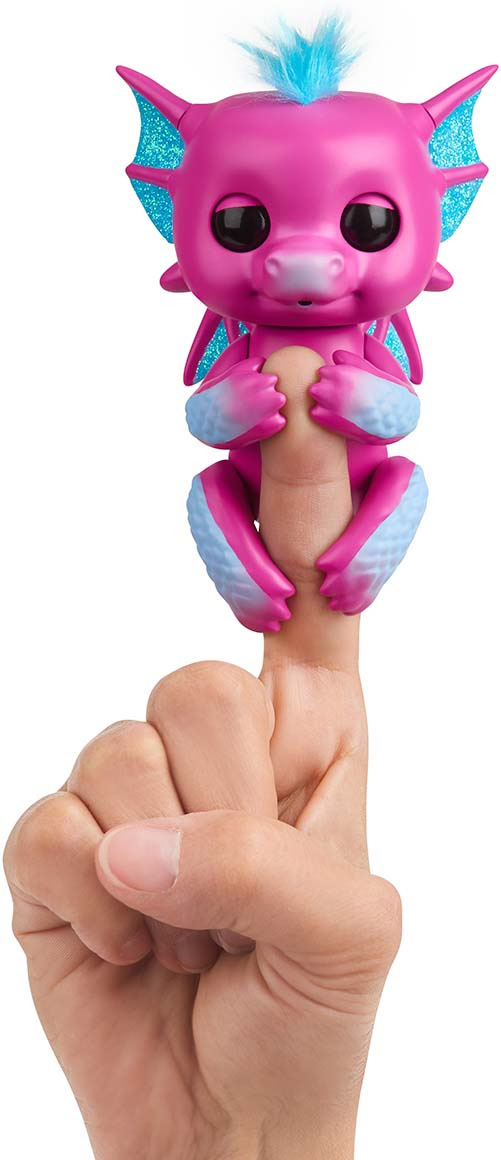 фото Интерактивная игрушка Fingerlings "Дракон Сенди", 3583, розовый, голубой, 12 см