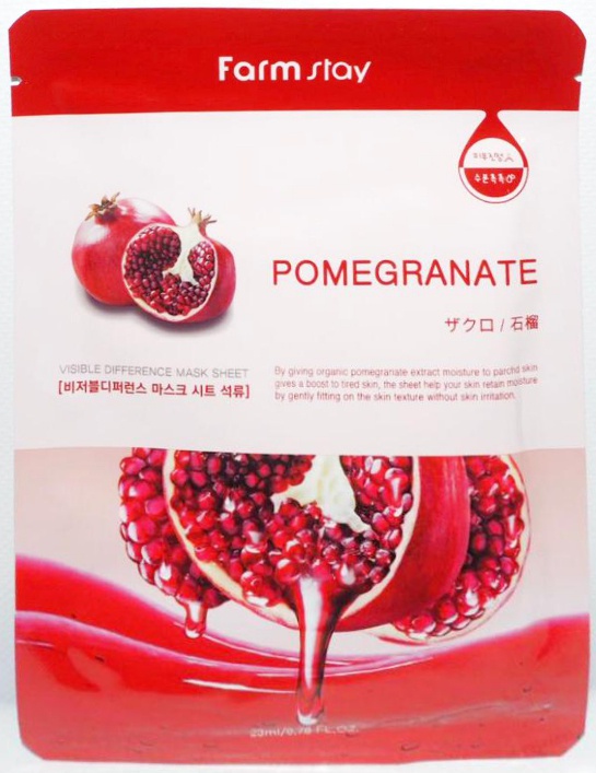 фото Маска для лица FarmStay с экстрактом гранатаVISIBLE DIFFERENCE POMEGRANATE MASK PACK