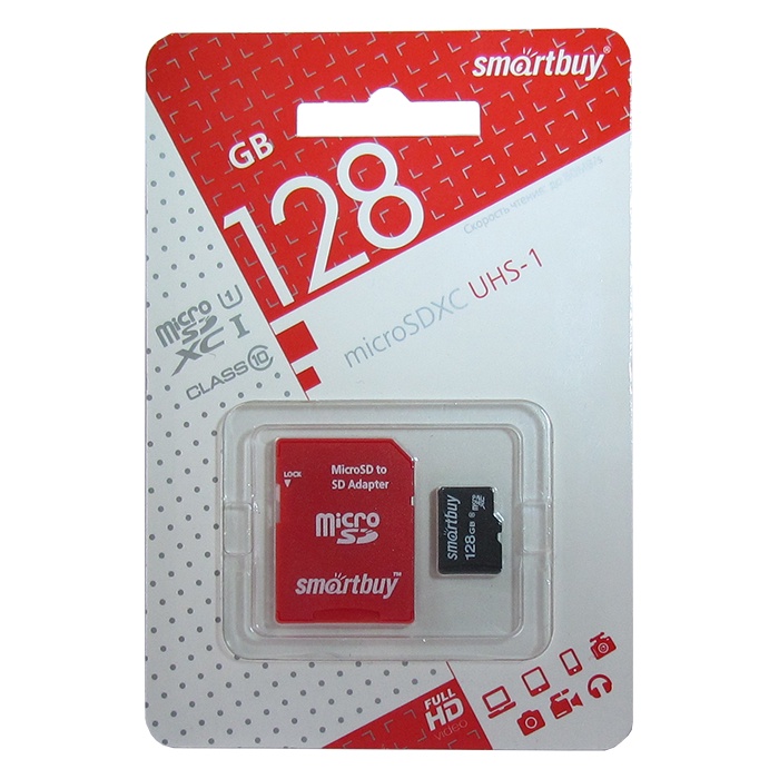 фото Карта памяти SmartBuy microSDHC  Class 10 UHS-I U1 128GB + SD adapter