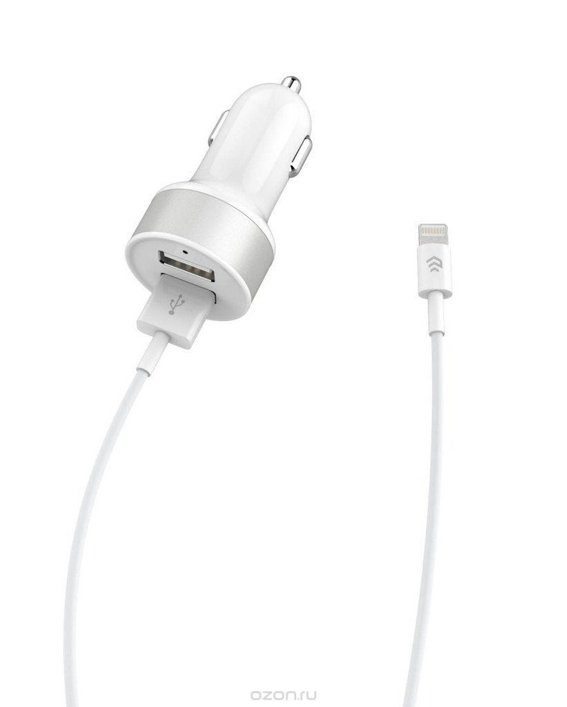 фото Автомобильное зарядное устройство Devia Smart Dual Car Charge Suit для Apple (iPhone/iPad/iPod) 1 метр, белый