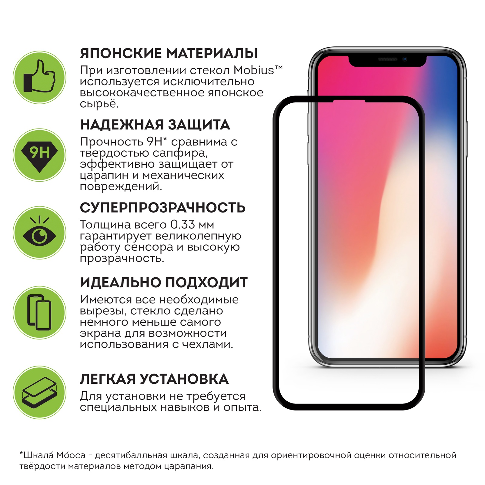 фото Защитное стекло Mobius Apple iPhone X/XS, черный