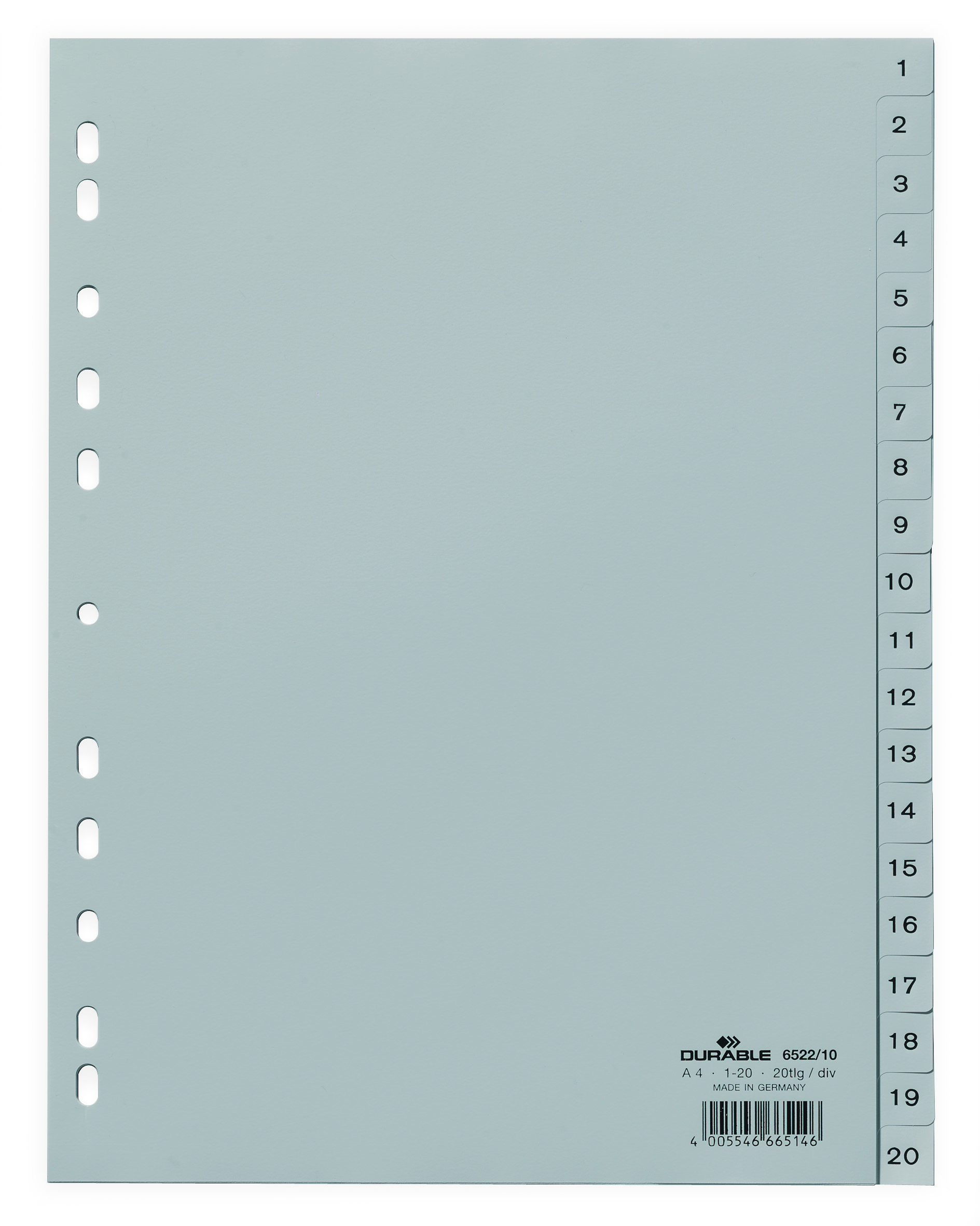 фото Разделитель индексный Durable 6522-10 A4 20 индексов 1-20