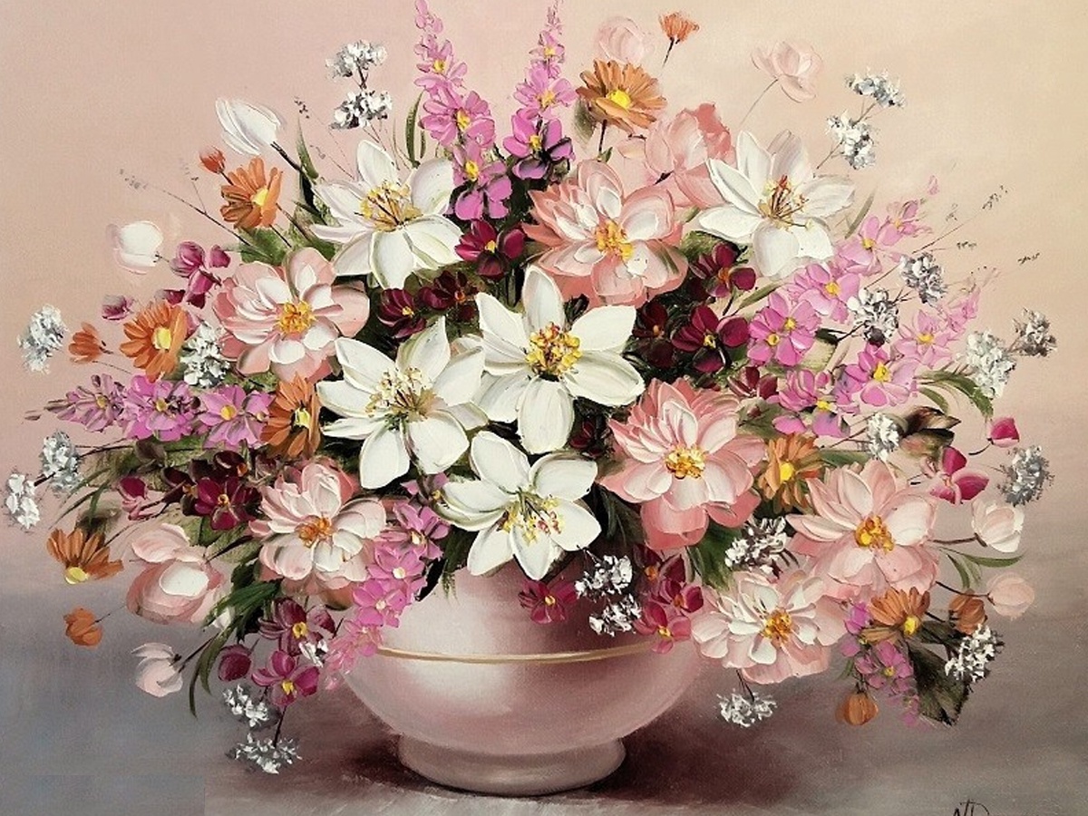 Алмазная вышивка цветы в вазе