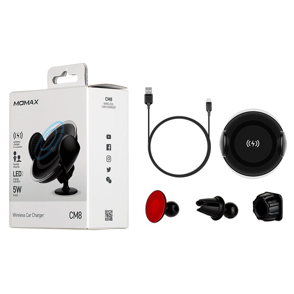 фото Автомобильный держатель Momax Momax Wireless Car Charger CM8, 4894222051959, черный