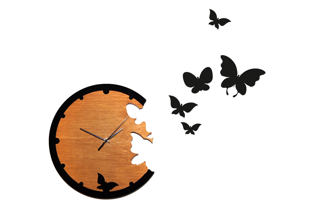 Настенные часы Простые Предметы от Magellanno Desing «Романтичные бабочки», WC05RGB