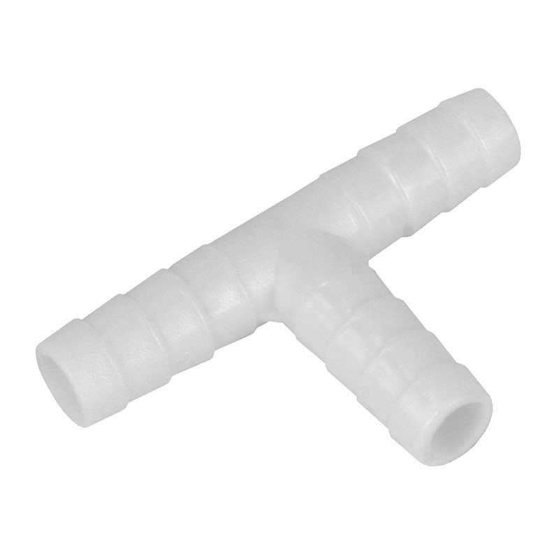фото T-образный пластиковый патрубок Krelong Plast T12P, для соединения шлангов с внутренним диаметром 12мм, белый
