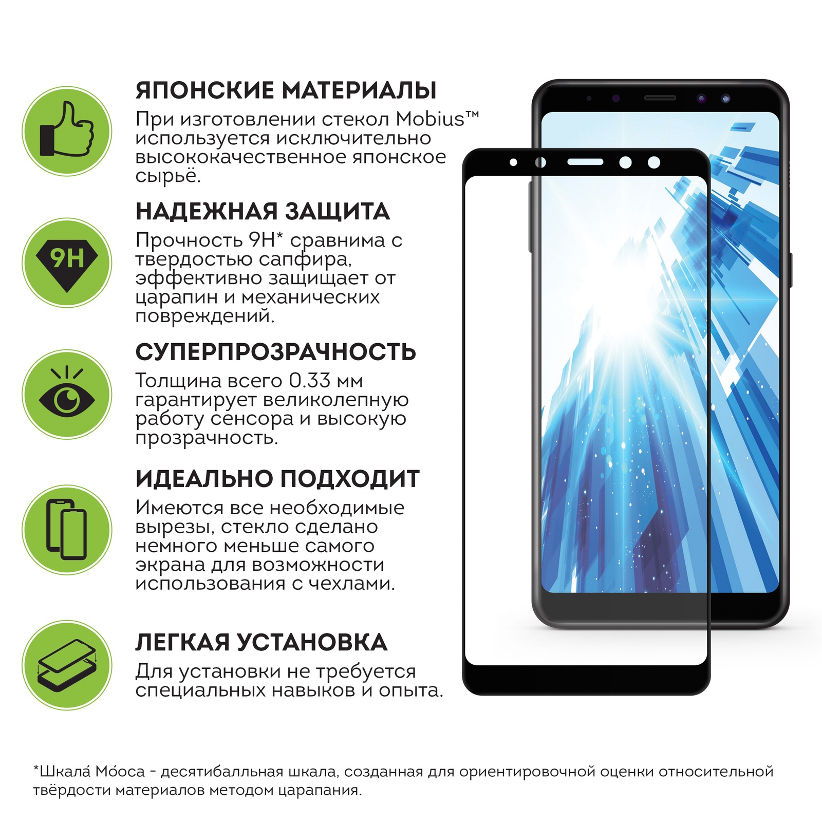 фото Защитное стекло Mobius для Samsung A8 Plus 2018 3D Full Cover (Black)