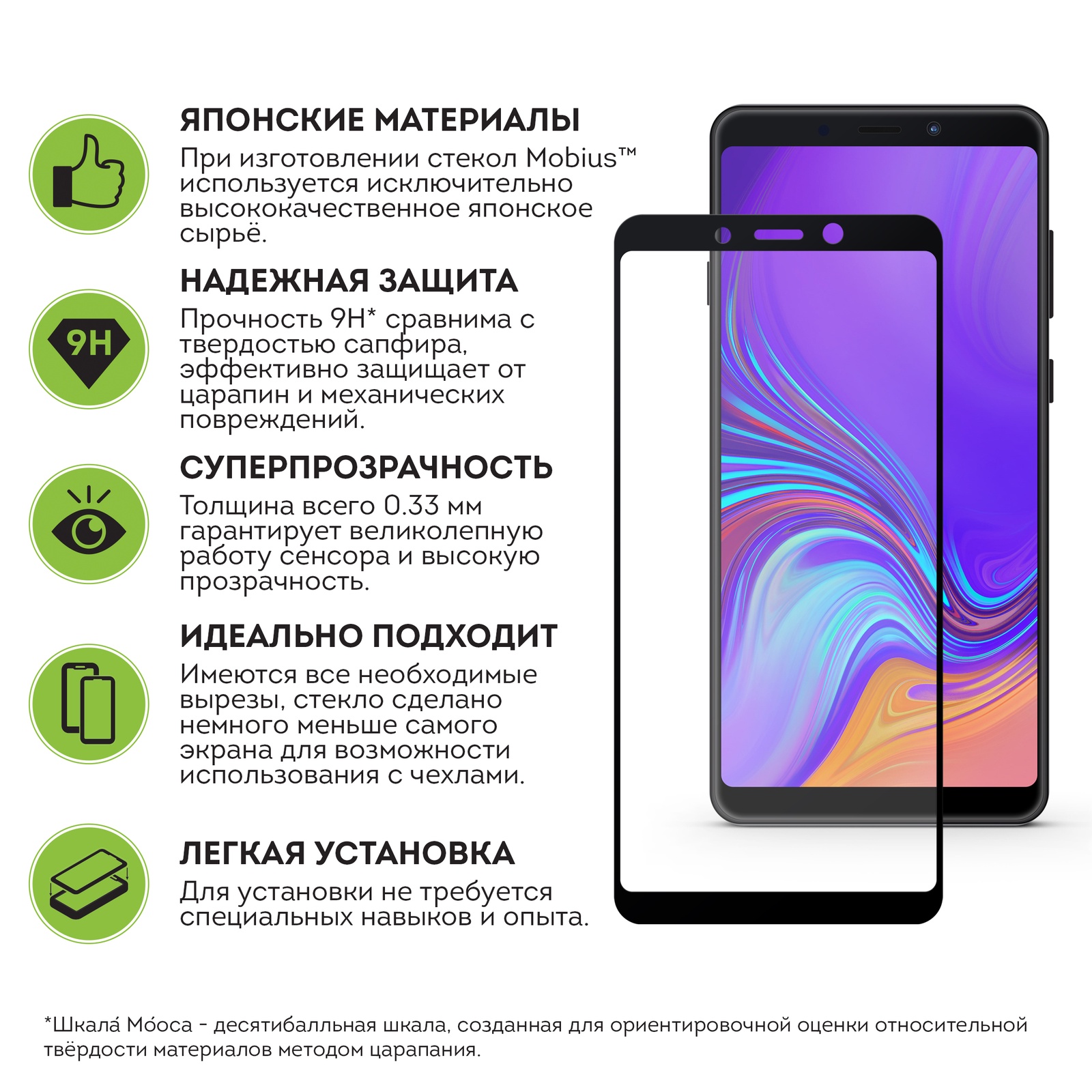 фото Защитное стекло Mobius для Samsung A9 2018 3D Full Cover (Black)