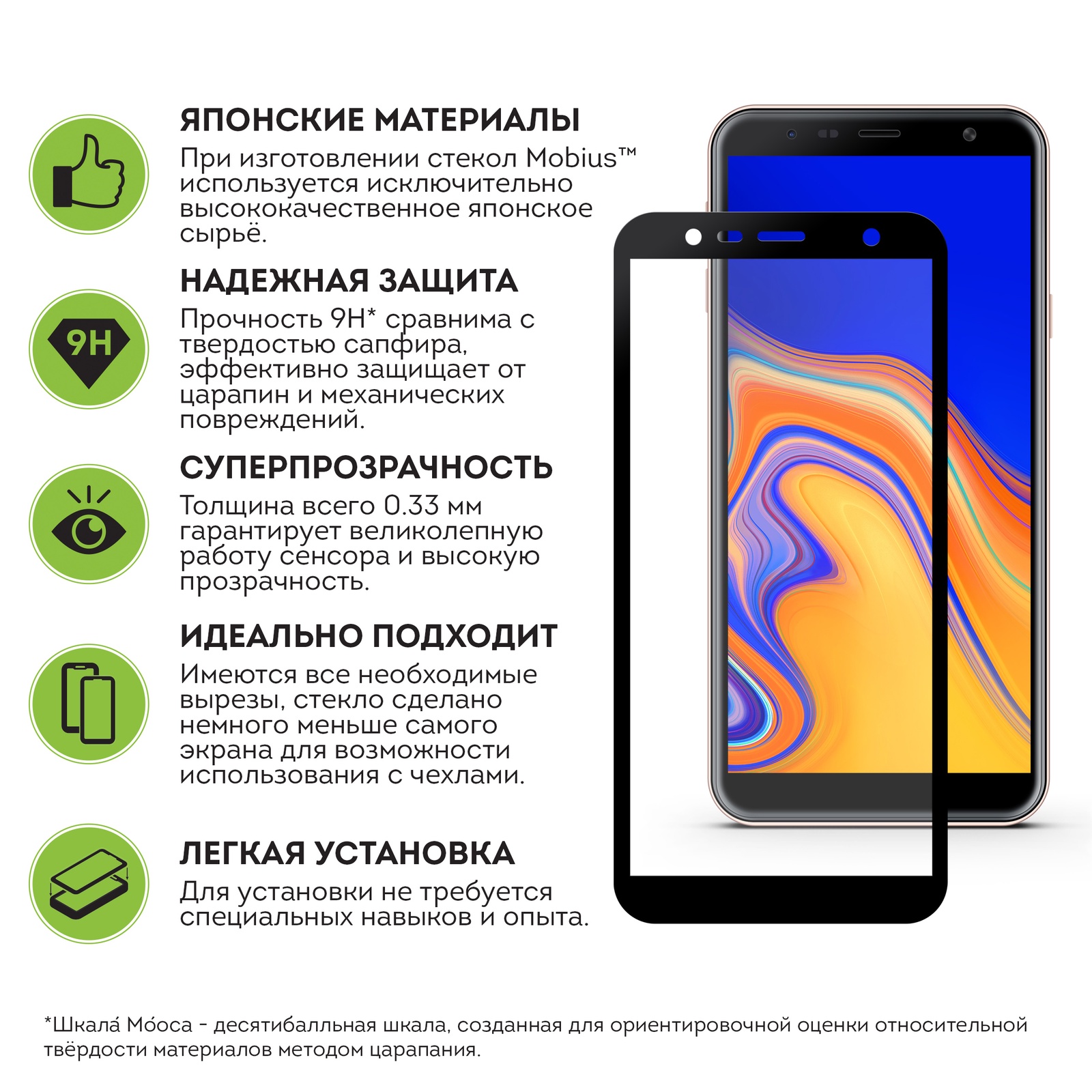 фото Защитное стекло Mobius для Samsung J4 Plus 2018 3D Full Cover (Black)