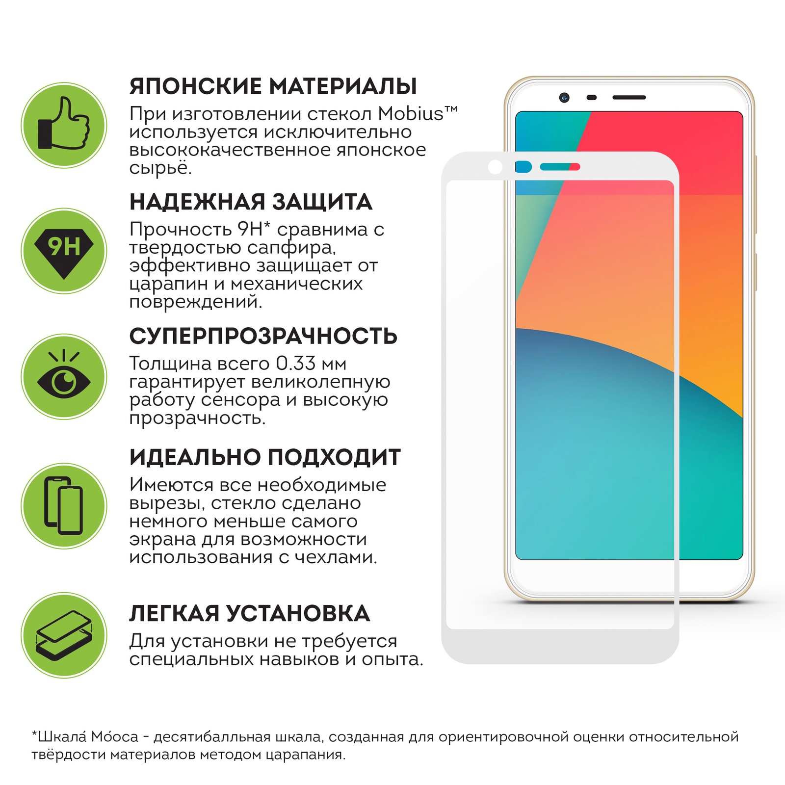 фото Защитное стекло Mobius для Meizu M8c 3D Full Cover (White)