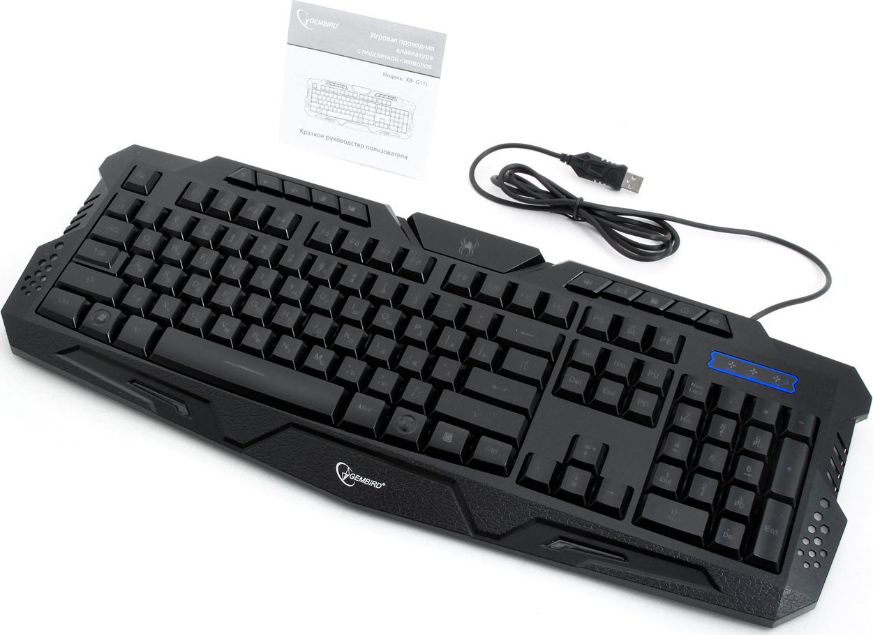 фото Клавиатура игровая Gembird KB-G11L, USB, 114 клавиш, черный