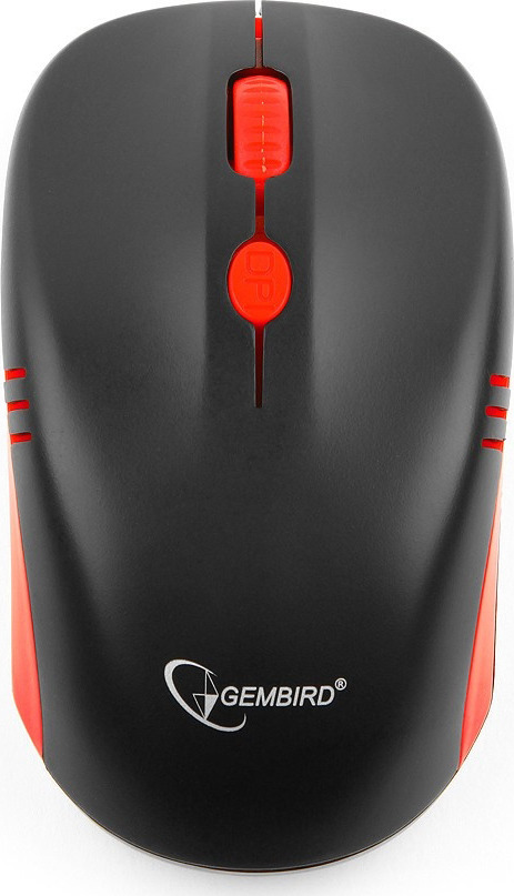 фото Мышь Gembird MUSW-350, беспроводная, 4 кнопки, черный, красный