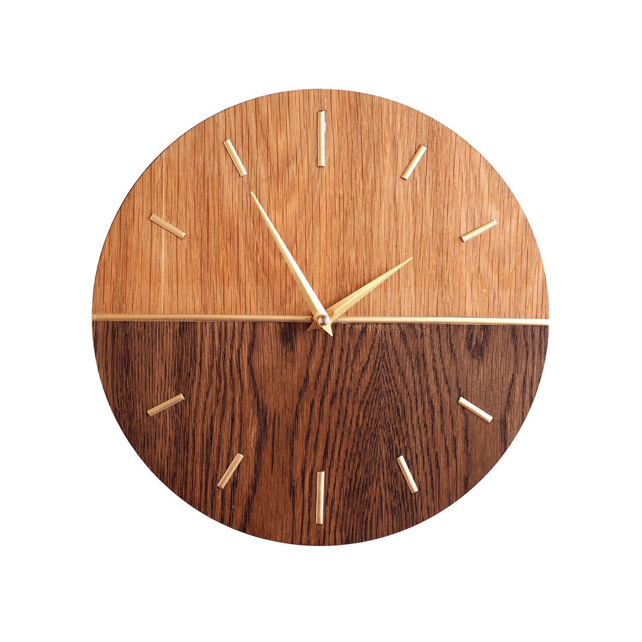 Настенные часы Roomton часы из дерева с отметками, коричневый