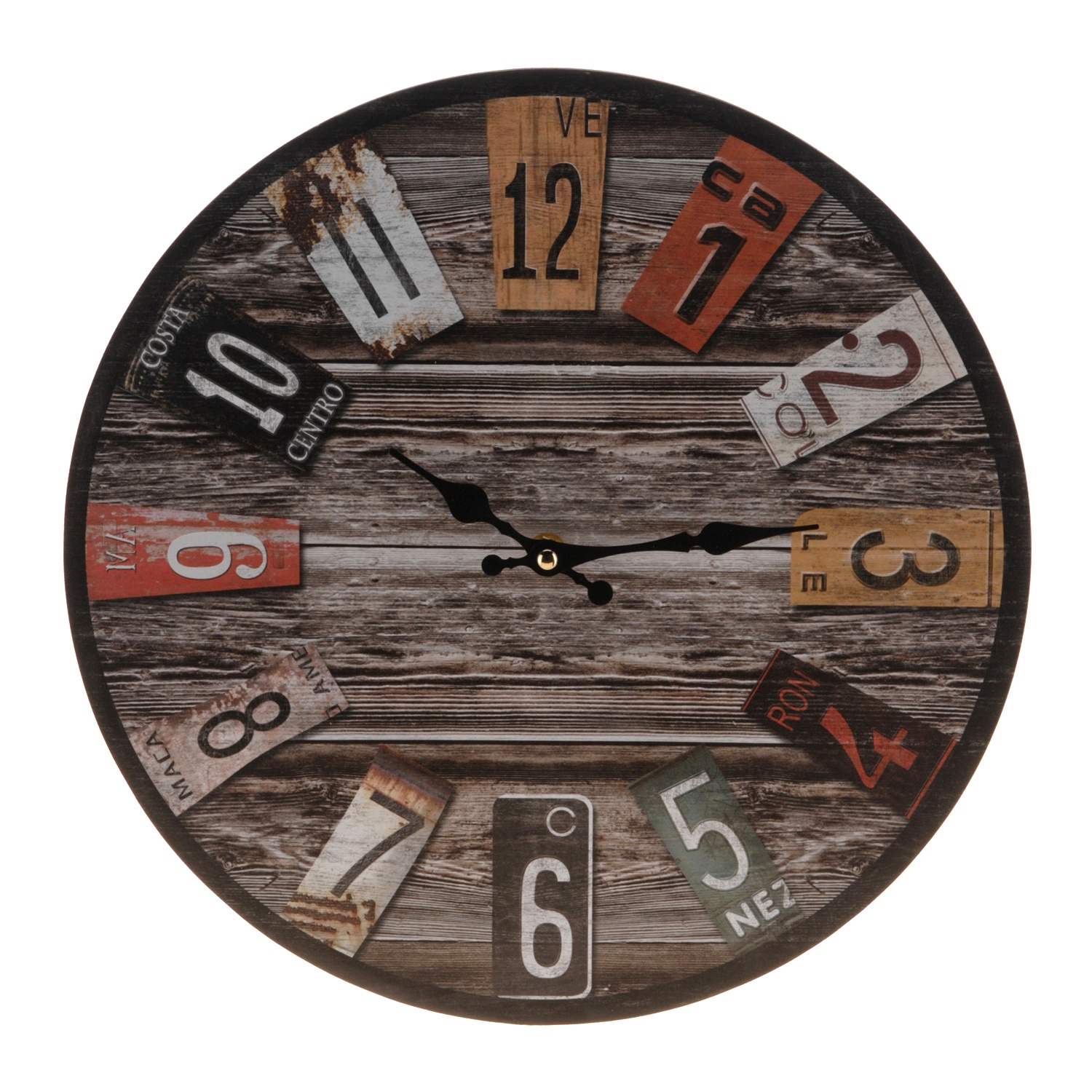 фото Настенные часы Mitya Veselkov "Деревянный Дартс", NAST070, коричневый, разноцветный, 32 см
