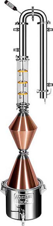 фото Универсальная система Добрый жар "Абсолют ВИП", 5 трубок, медь, конус, лампа, 3 стекла, 29 литров