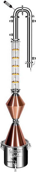 фото Универсальная система Добрый жар "Абсолют ВИП", 5 трубок, медь, конус, лампа, 5 стекол, 24 литра