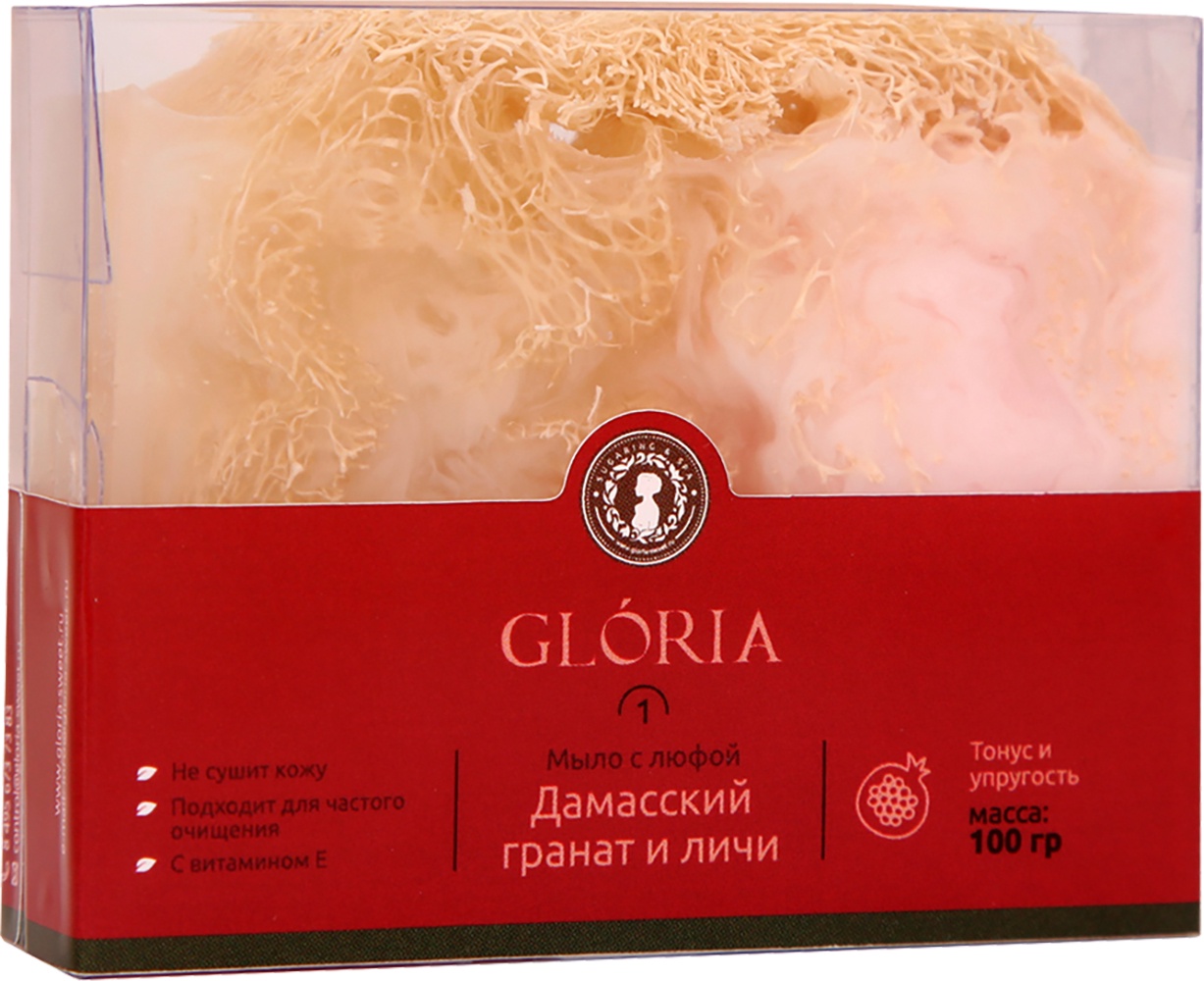 фото Мыло с люфой "Дамасский гранат", GLORIA, 100 гр Gloria sugaring & spa