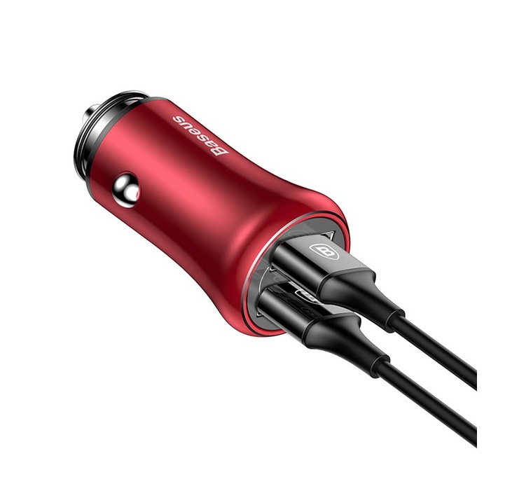 фото Авто зарядка Baseus Gentleman 4.8A Dual USB Super Charge красный