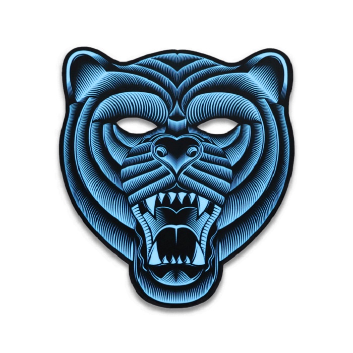 фото Карнавальный набор GeekMask Cветовая маска с датчиком звука GeekMask "Grizzli" (GM-GRIZ), GM-GRIZ голубой