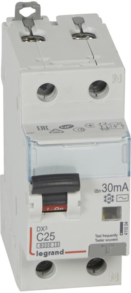 Дифференциальный автоматический выключатель Legrand DX3, 1P+N 25А (С) 30MA-AC Дифференциальный автоматический выключатель Legrand DX3, 1P+N 25А (С) 30MA-AC