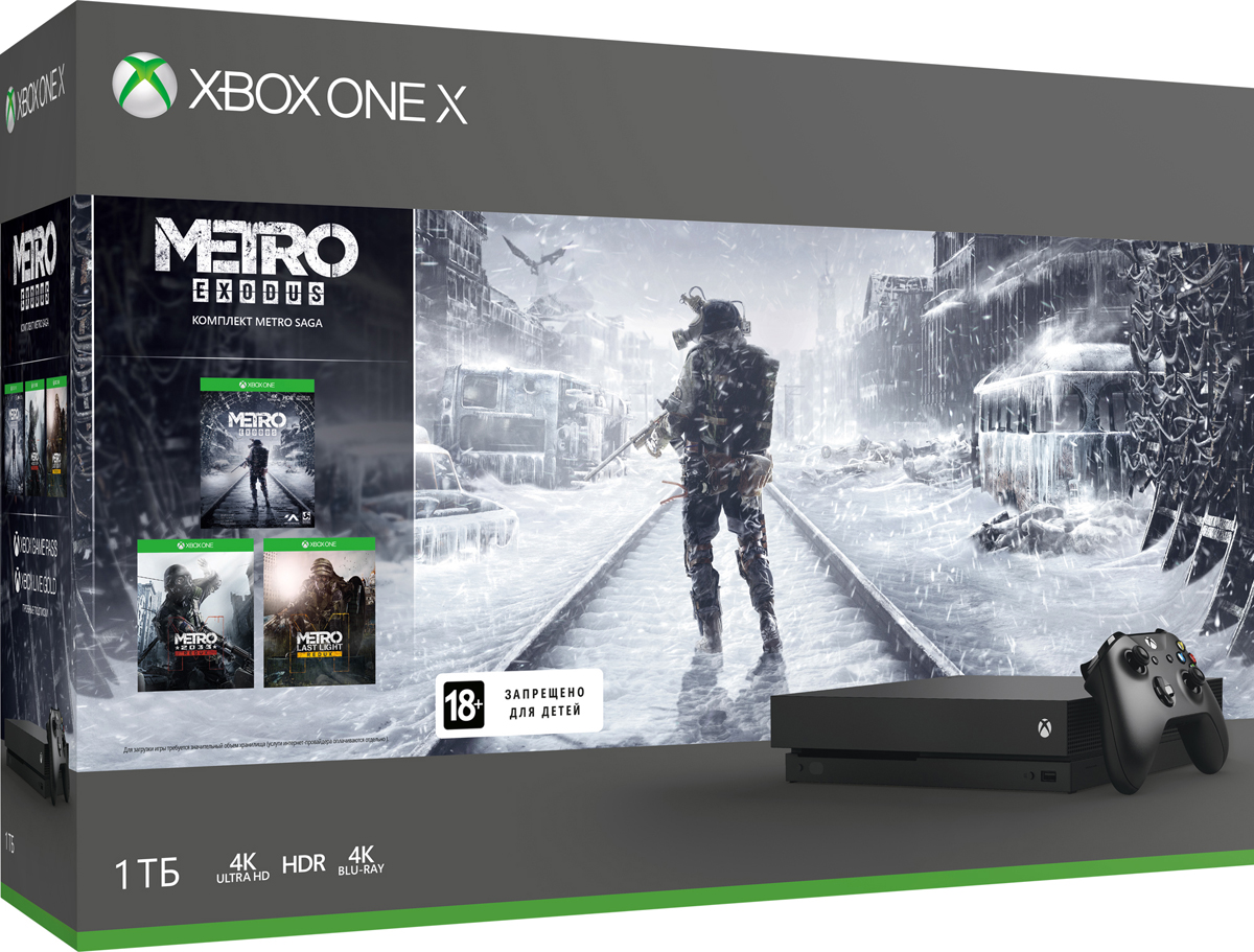 фото Игровая приставка Xbox One X 1 ТБ, Black + Metro Exodus (CYV-00289) Microsoft