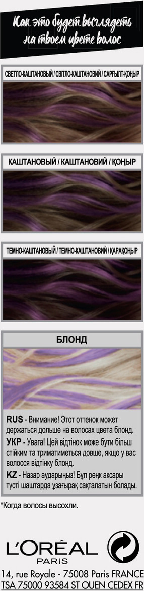 фото L'Oreal Paris Красящее желе для волос "Colorista Hair Make Up", оттенок Сливовые Волосы, 30 мл