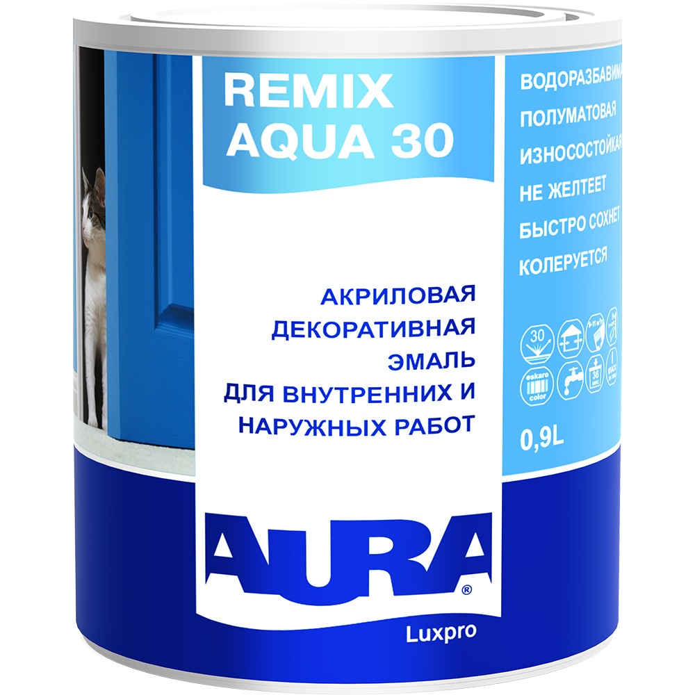 фото Эмаль AURA Luxpro Remix Aqua 30 акриловая для внутренних и наружных работ