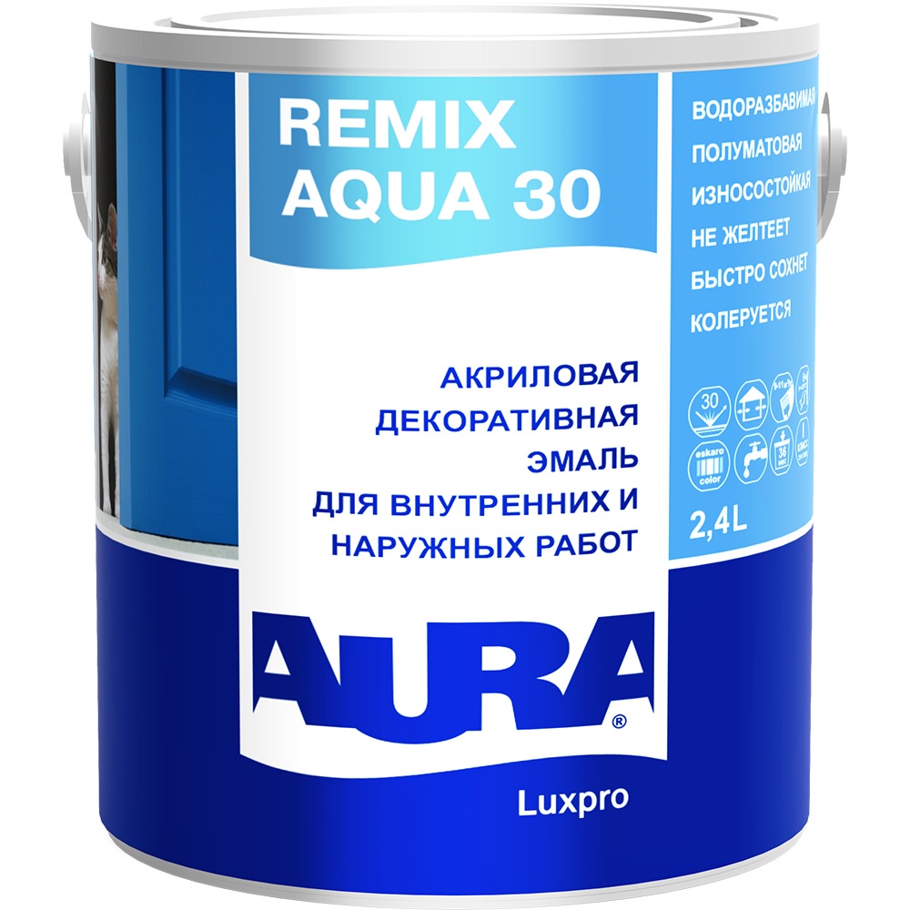 фото Эмаль AURA Luxpro Remix Aqua 30 акриловая для внутренних и наружных работ