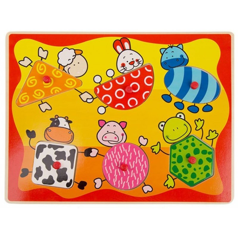 фото Пазл BeeZee Toys Рамка вкладыш "Животные - форма и цвет" обучающая игра для малышей, 1443-А