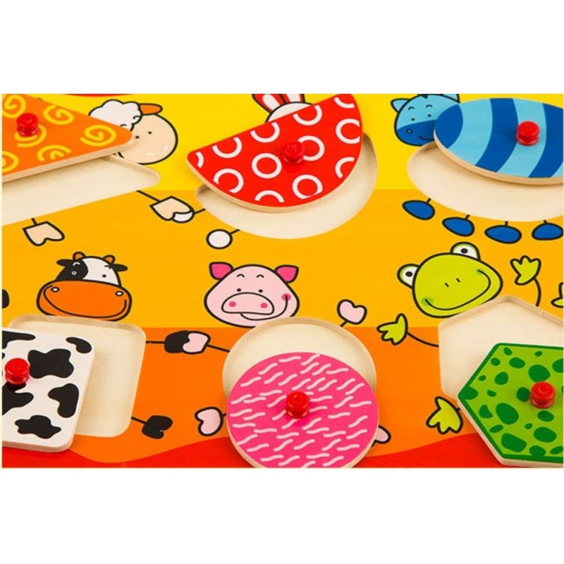 фото Пазл BeeZee Toys Рамка вкладыш "Животные - форма и цвет" обучающая игра для малышей, 1443-А