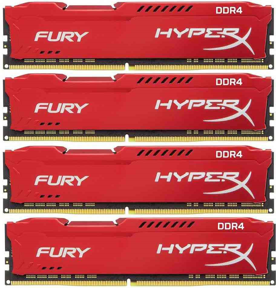фото Комплект модулей оперативной памяти Kingston HyperX Fury DDR4 DIMM, 32GB (4х8GB), 2400MHz, CL15, HX424C15FR2K4/32, red
