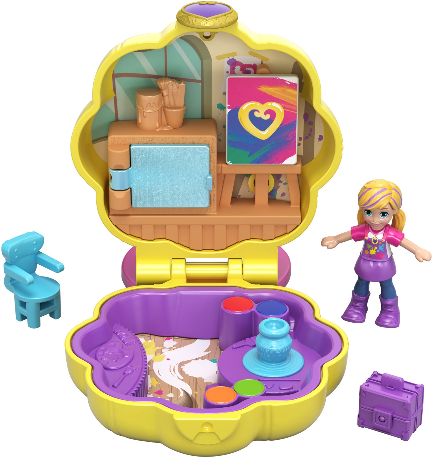 Набор игровой компактный Polly Pocket Полли Покет Художественная Мастерская  - купить с доставкой по выгодным ценам в интернет-магазине OZON (256156435)