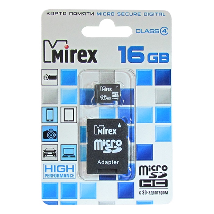 Карта памяти Mirex 16GB Class 4, 13613-ADTMSD16, черный