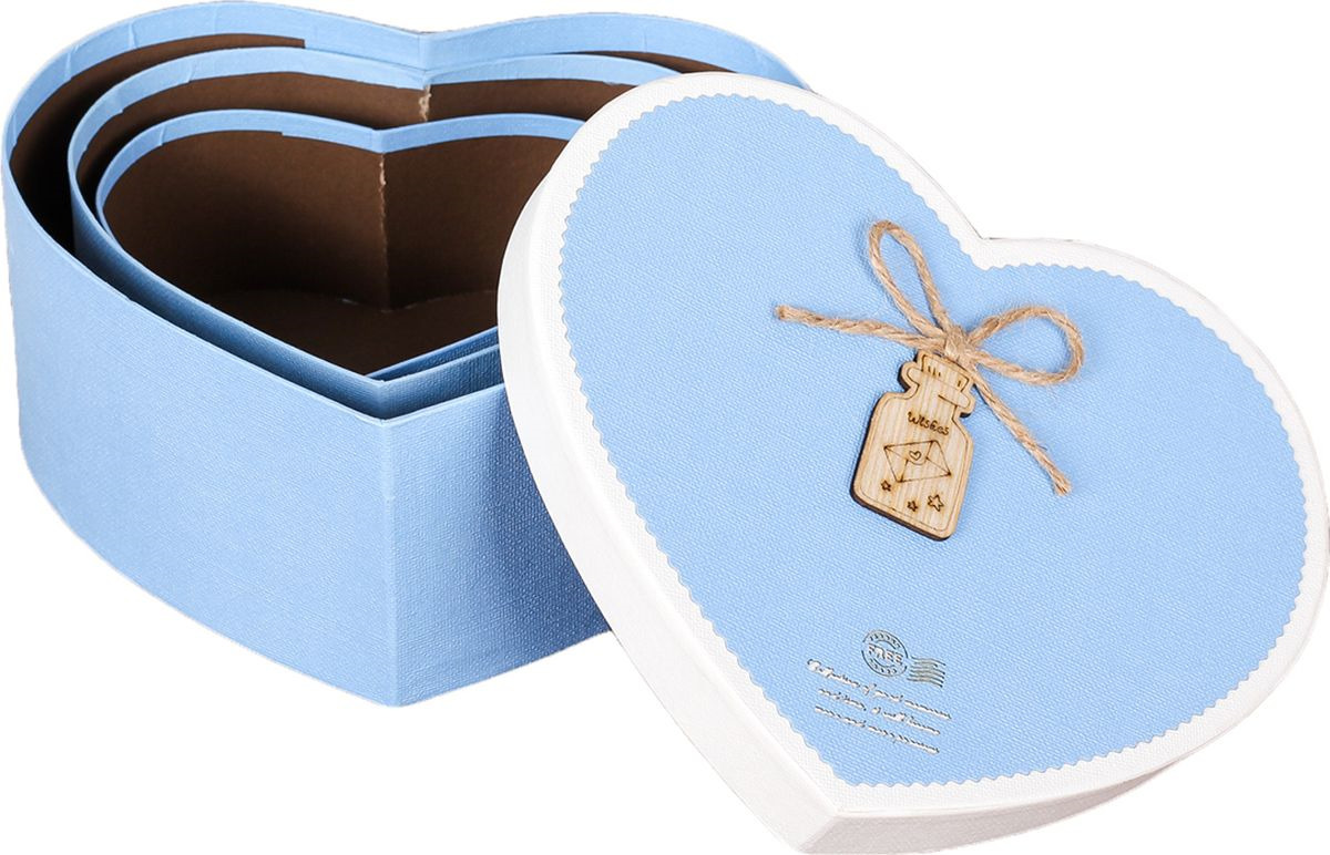 фото Подарочная упаковка "Сердце", голубой, 3 шт Иу жусима крафтс кампани лимитед