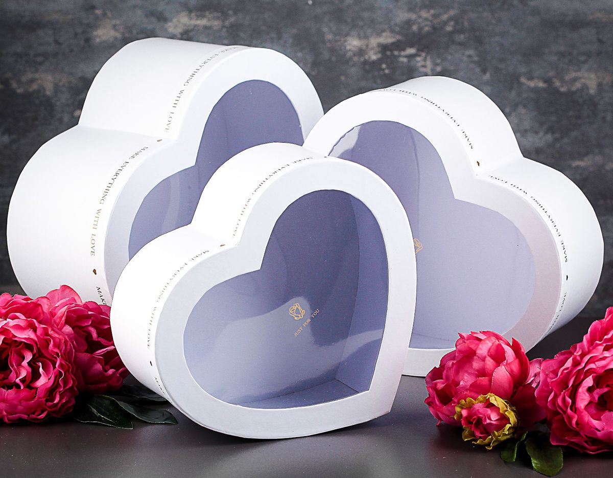 фото Подарочная упаковка "Сердце", белый, 3 шт Иу жусима крафтс кампани лимитед