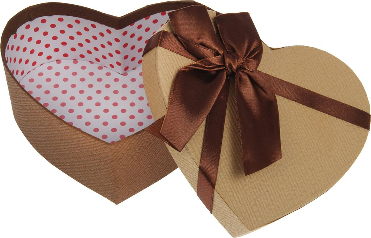 фото Подарочная упаковка "Сердце", коричневый, 3 шт