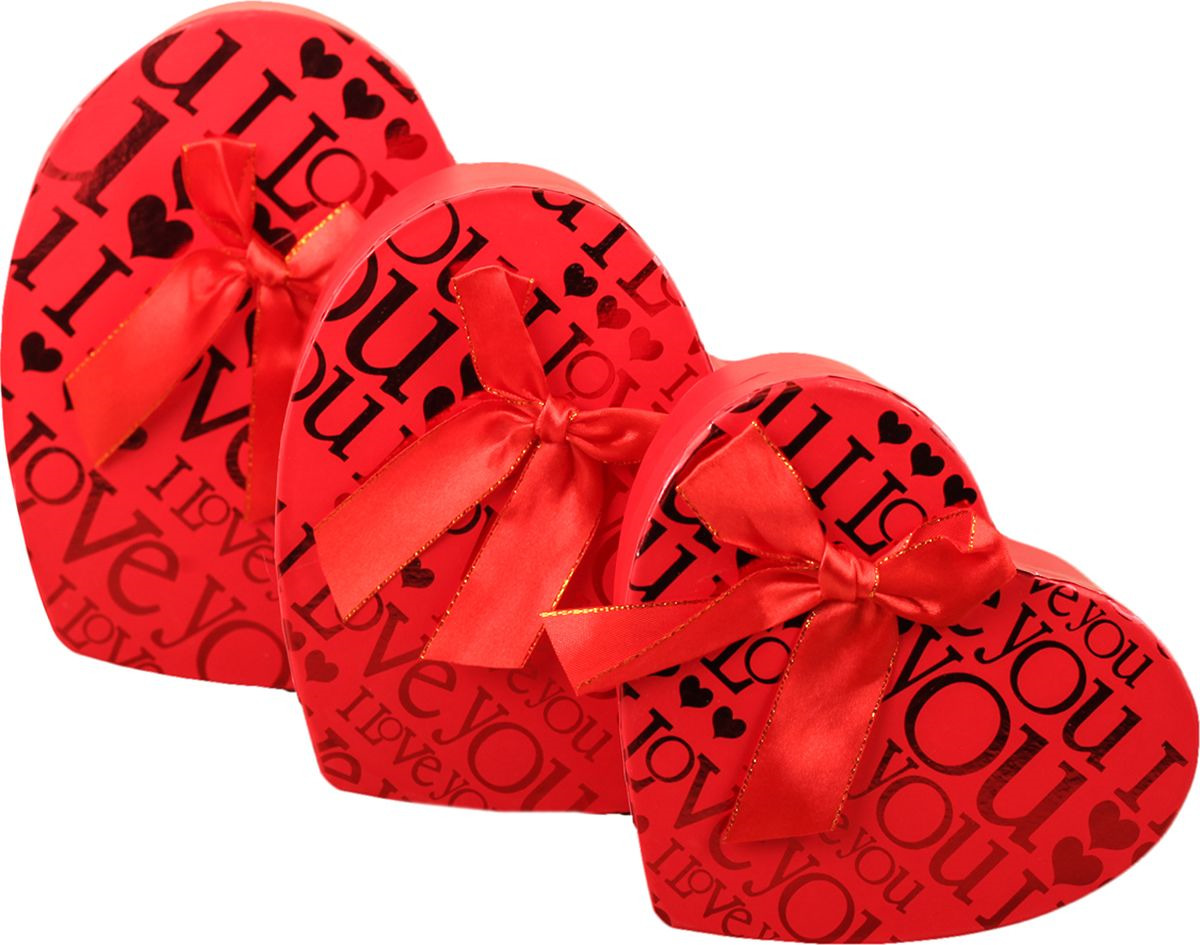 фото Подарочная упаковка "Сердце", 2664240, красный, 3 шт