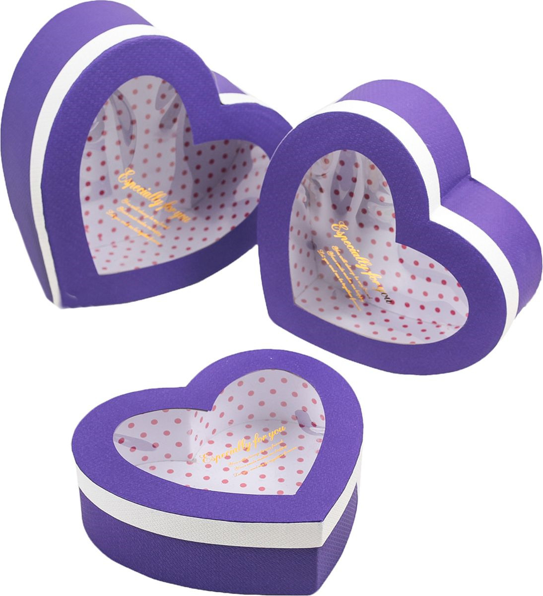 фото Подарочная упаковка "Сердце", фиолетовый, 3 шт Иу жусима крафтс кампани лимитед