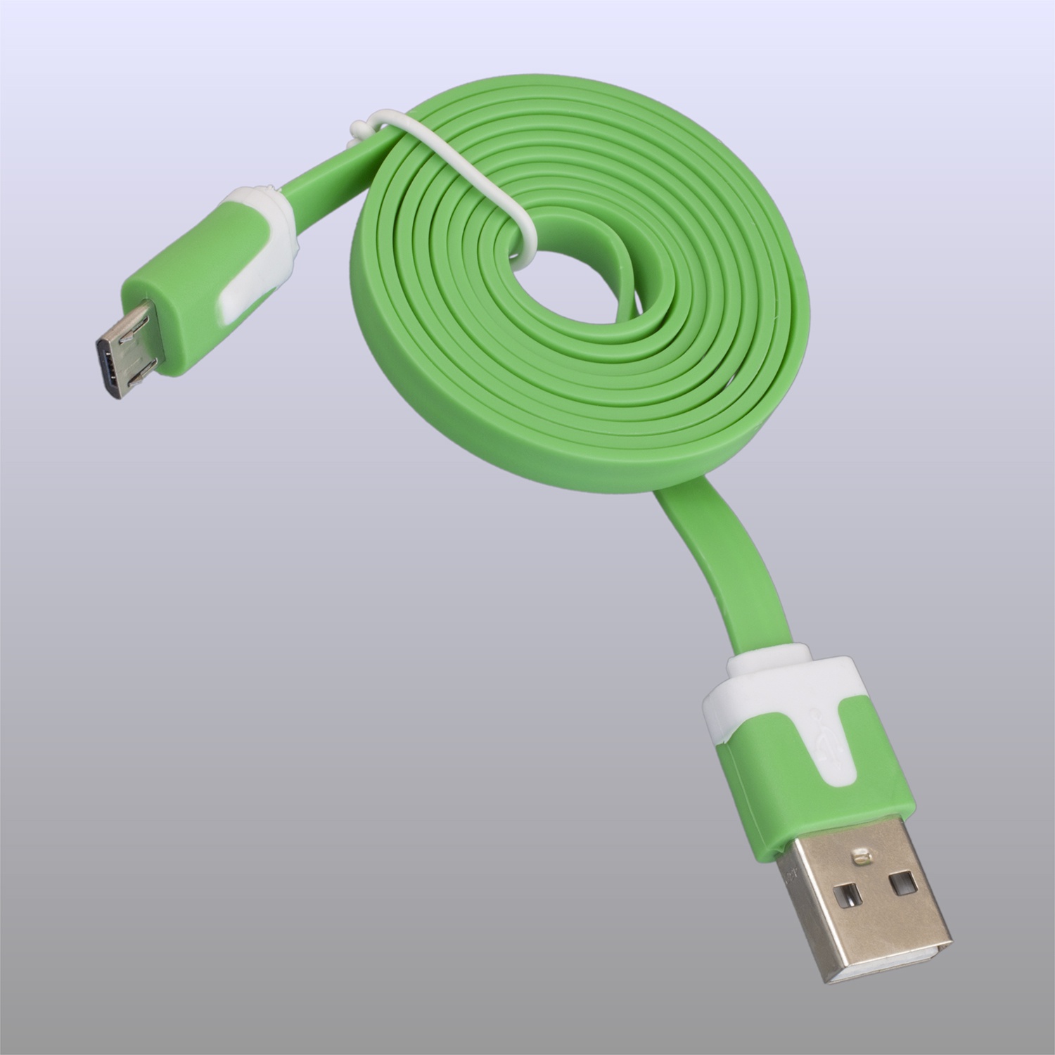 фото USB-Кабель Navitoch плоский microUSB, SG209, узкий зелёный 1м