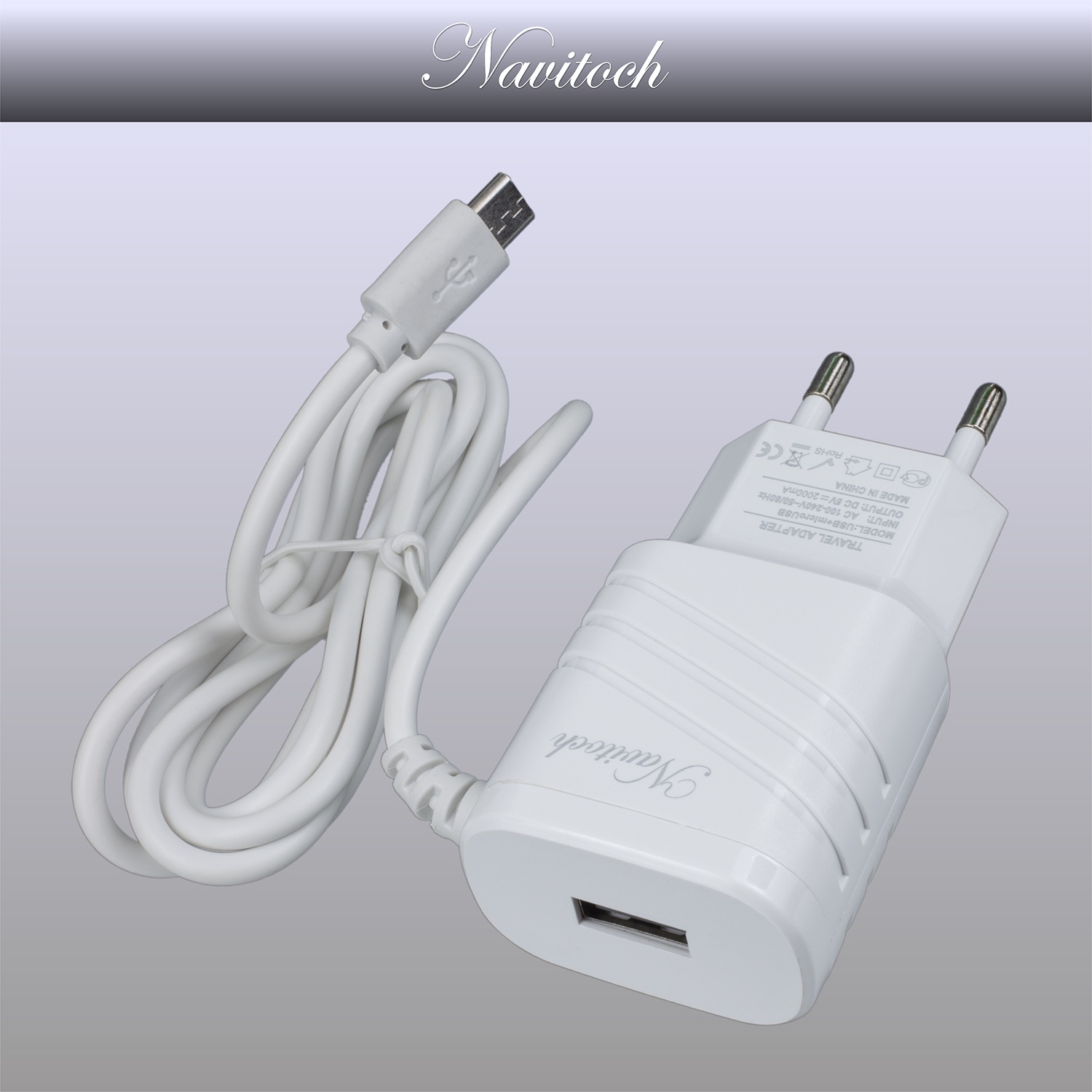 фото Зарядное устройство Navitoch microUSB 2A + USB, 3820, белый