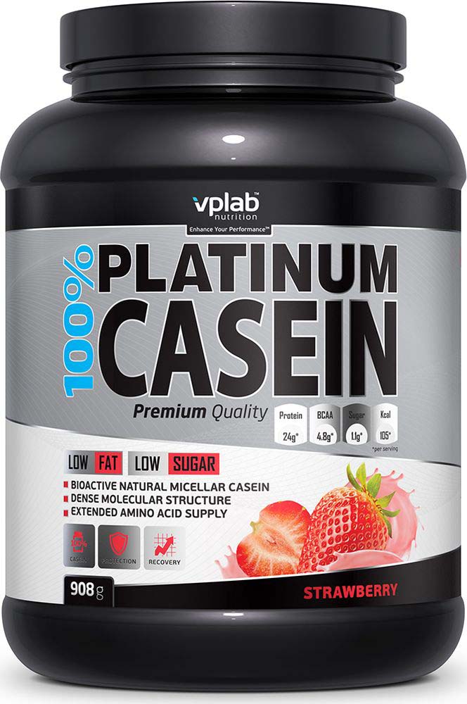 фото Казеин VPLAB Nutrition 100% Platinum Casein Клубника, 908 г