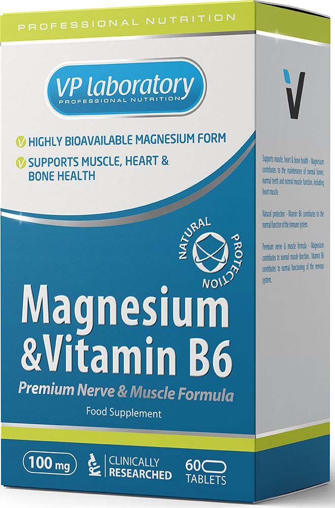 Витамины и минералы VPLAB Nutrition Magnesium + B6, 60 таблеток
