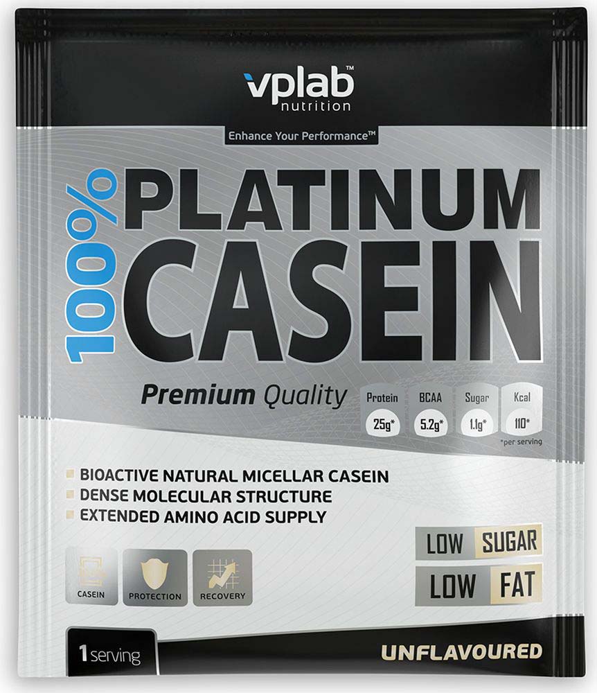 фото Казеин VPLAB Nutrition 100% Platinum Casein sachet без вкуса, 30 г