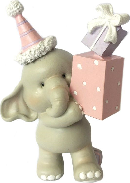 фото Декоративная фигурка "Слоник с розовым подарком", 79165, серый, 8,5 х 5,5 х 12 см Magic home