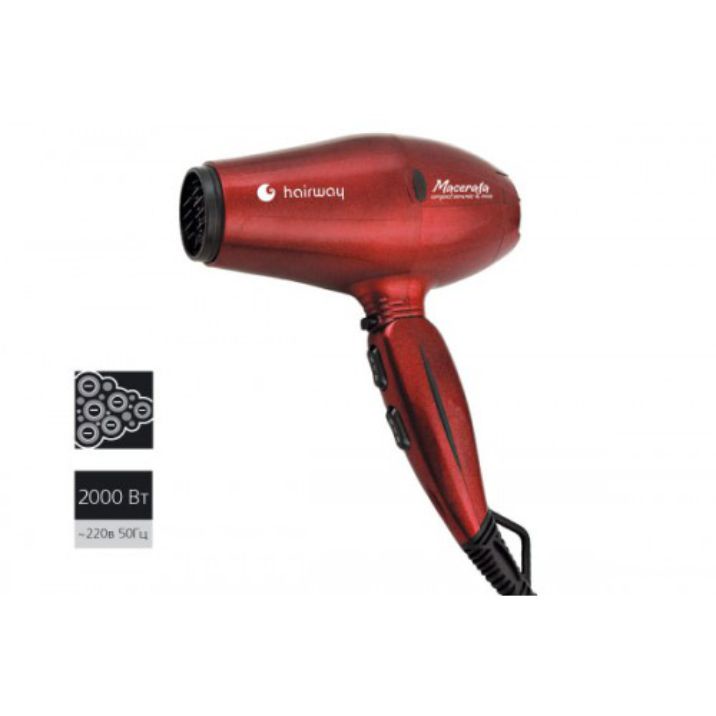 Фен для волос Hairway Фен Hairway Macerata Macerata compact Ceramic & Ionic 03060-07, красный 2000W