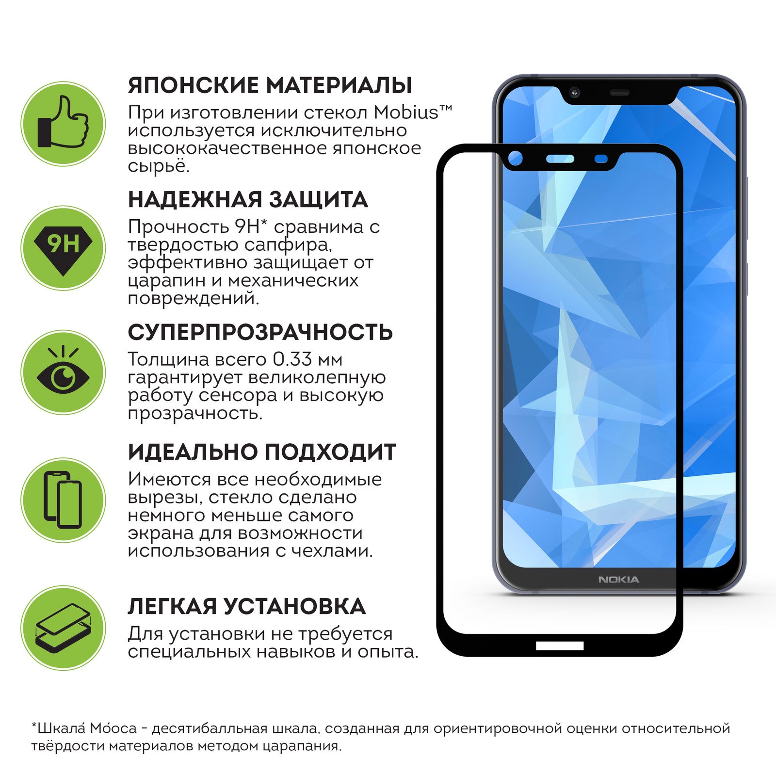 фото Защитное стекло Mobius Nokia 8.1, черный