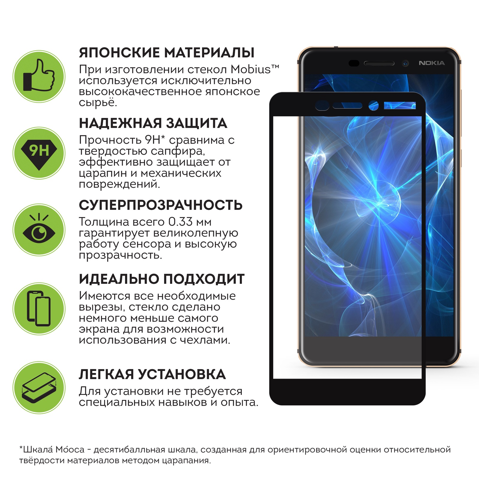 фото Защитное стекло Mobius для Nokia 6.1 3D Full Cover (Black)