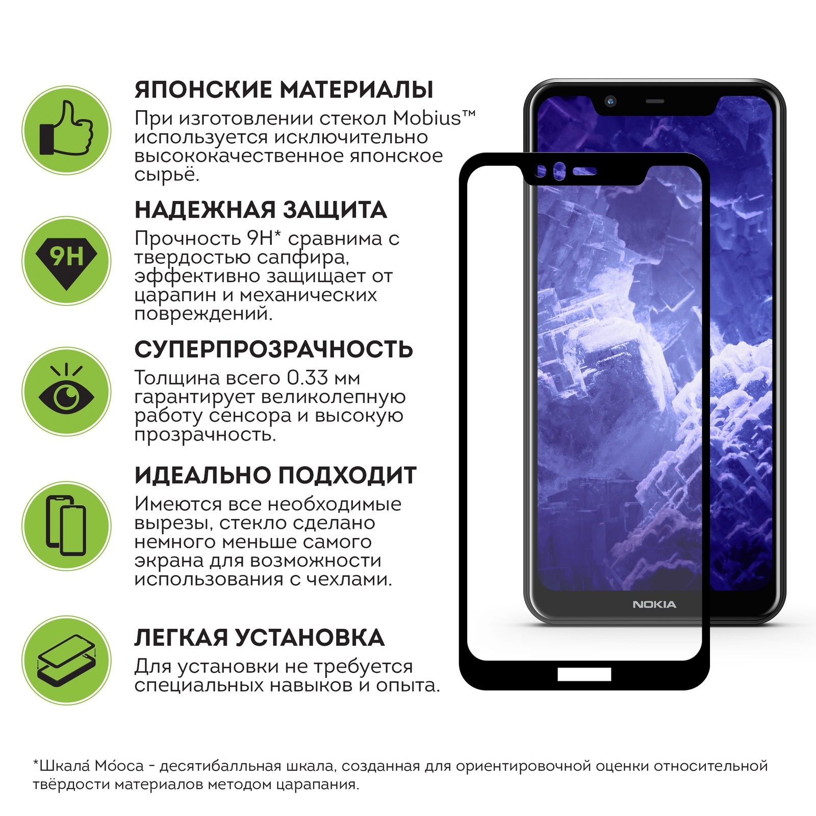 фото Защитное стекло Mobius для Nokia 5.1 Plus 3D Full Cover (Black)