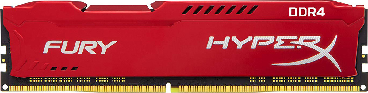 фото Модуль оперативной памяти Kingston HyperX Fury DDR4 DIMM, 8GB, 3466MHz, CL19, HX434C19FR2/8, red